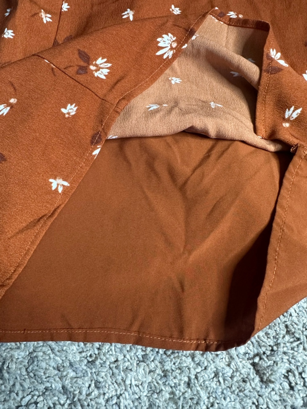 Abercrombie & Fitch Long Sleeve Draped Bodice Mini Dress Large Orange Spice - Picture 15 of 16